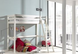 Lit mezzanine en pin scandinave 90 x 200 cm blanc