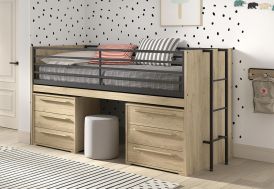 Lit mi-hauteur pour enfant avec commodes en bois Vipack