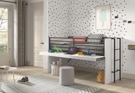 Lit mi-hauteur avec bureau coulissant Vipack Sam