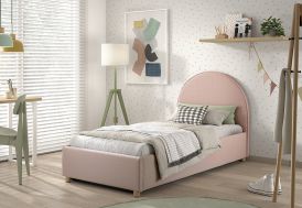 Lit simple en bois et tissu bouclé Vipack Moon