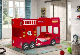 Lit superposé en bois camion de pompier rouge 90 x 200 cm Vipack