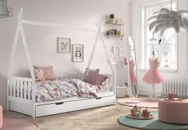 Lit tipi pour enfant en bois blanc