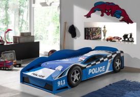Lit enfant voiture de police en bois bleu Vipack 70 x 140 cm 