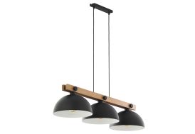 Luminaire suspension 3 abat-jours en bois et métal Oslo