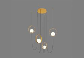 Lustre à LED en Métal et Verre 4 Globes ACB Halo