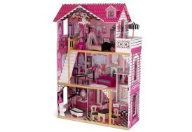 maison de poupées en bois toute rose 3 étages barbie