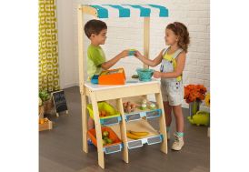 marchande en bois jouet pour enfants avec caisse enregistreuse