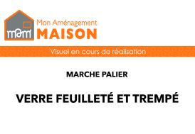 Palier en verre pour escalier sur mesure quart tournant en métal