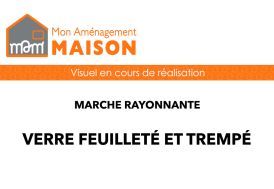 marche rayonnante en verre pour escalier sur mesure en métal