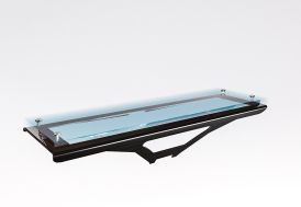 marche en verre feuillleté pour limon central escalier sur mesure