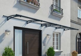 Marquise porte d'entrée gris foncé - Sophia - 160 x 95 cm - Cour et Jardin