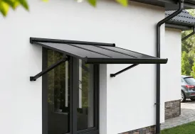 Marquise en aluminium et polycarbonate gris opaque Augustine 111 cm Canopia by Palram