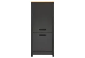 Meuble de cuisine pour réfrigérateur-congélateur h. 167 cm anthracite et bois
