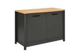 Meuble cuisine pour évier et lave-vaisselle 130 x 60 cm anthracite et bois