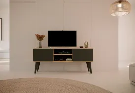 Meuble TV bois et noir 120 cm - Toronto