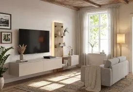 Meuble TV mural en bois et verre 220 cm Luzz ASM
