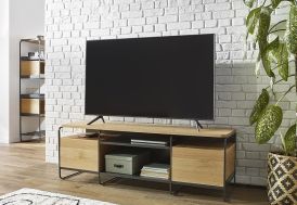 Meuble TV en bois de chêne et métal