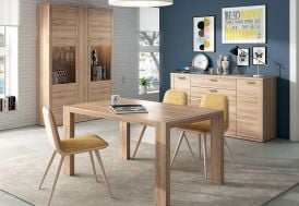 Meubles Salon en Bois : 1 Buffet, 1 Table à Manger, 2 Colonnes