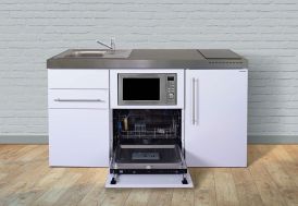 Kitchenette équipée frigo, lave-vaisselle, micro-ondes, plaque de cuisson 160 cm