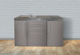 cuisinette pour studio en inox avec frigo et lave vaisselle