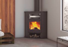 Poêle à bois d’angle double combustion avec four 9,5kW – CH-8 R FM Calefaccion