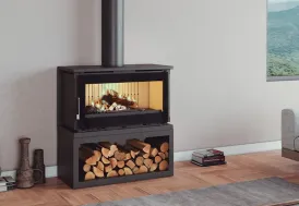 Poêle à bois double combustion vermiculite 12,6 kW + bûcher - M-165 LK