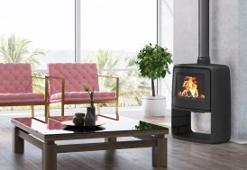 Poêle à bois en fonte avec bûcher Paul – 10 kW 