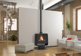 Poêle à bois sur pieds en fonte double combustion Paul – 10 kW 