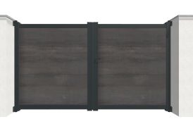 Portail battant motorisé en aluminium 4m Modulo Portail décor carbone Portail battant motorisé en aluminium 4m Modulo Portail décor carbone