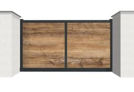Portail coulissant motorisé en aluminium 4,00 m Modulo portail décor chêne