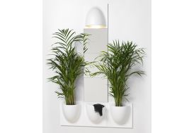 Pots de fleurs muraux avec miroir et applique murale à LED