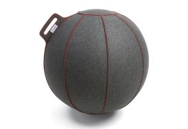 Pouf rond gris et rouge 