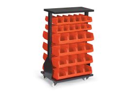 rack de stockage rouge en acier + 56 bacs