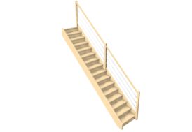 Rampe 3 lisses pour escalier en bois droit Oléa de Levigne