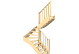 Rampe en bois à fuseaux droits pour escalier double quart tournant en sapin Levigne