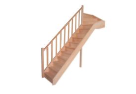 Rampe en bois à fuseaux droits pour escalier quart tournant haut en hêtre Levigne