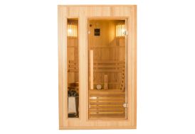 Sauna traditionnel en bois d'épicéa et verre sécurisé