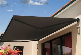 Store banne manuel Monobloc pour terrasse - Gris jaune - Longueur