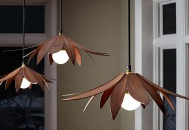 Lampe Suspension Design en Bois Lotus 70x18cm