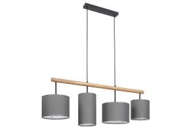 Suspension luminaire en bois et métal Deva graphite