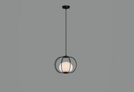 Suspension luminaire en métal et verre Marina noir