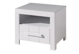 Table de nuit en bois massif blanc pour enfant 1 tiroir