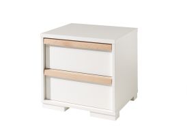 Table de Chevet en Bois 2 Tiroirs London Blanc mat 2 tiroirs