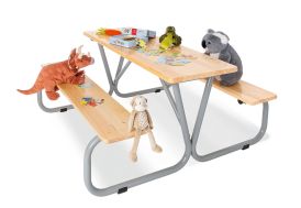 Table de pique-nique en bois et métal pour enfants