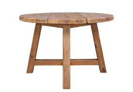 Table à manger ronde en bois de pin recyclé