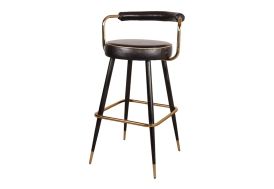 Tabouret haut style vintage en acier et cuir