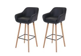 Lot de 2 tabourets de bar en bois massif et simili cuir