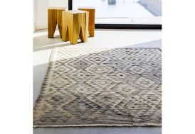 Tapis en Laine Afghane Kelim Gris (3 Tailles)