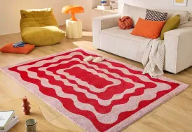 Tapis vintage rectangulaire Nazar Groovy rouge
