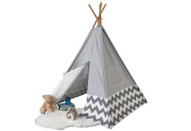 tipi en bois de bambou et tissu gris cabane pour enfant